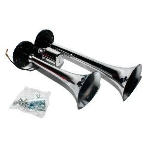 Сигнал 2-х рожковый хромированный L-300 мм (12/24V)