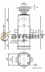 Гидроцилиндр подъема кузова 55112 10тн 3шт 3-х стор. ход-740 (АТЛАНТ Гидравлик)